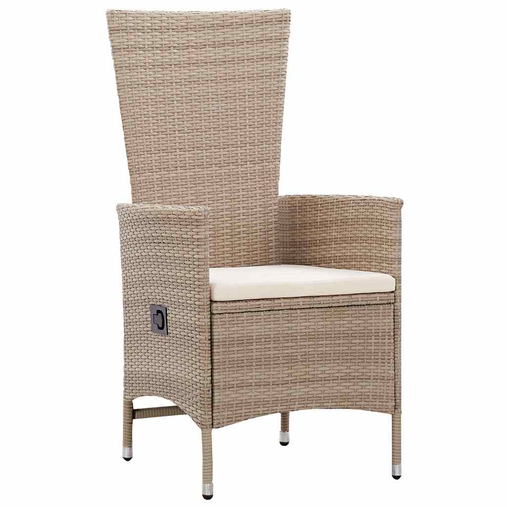 Tuin eettafelset met kussen 3 pcs Beige poly rattan – afbeelding 6