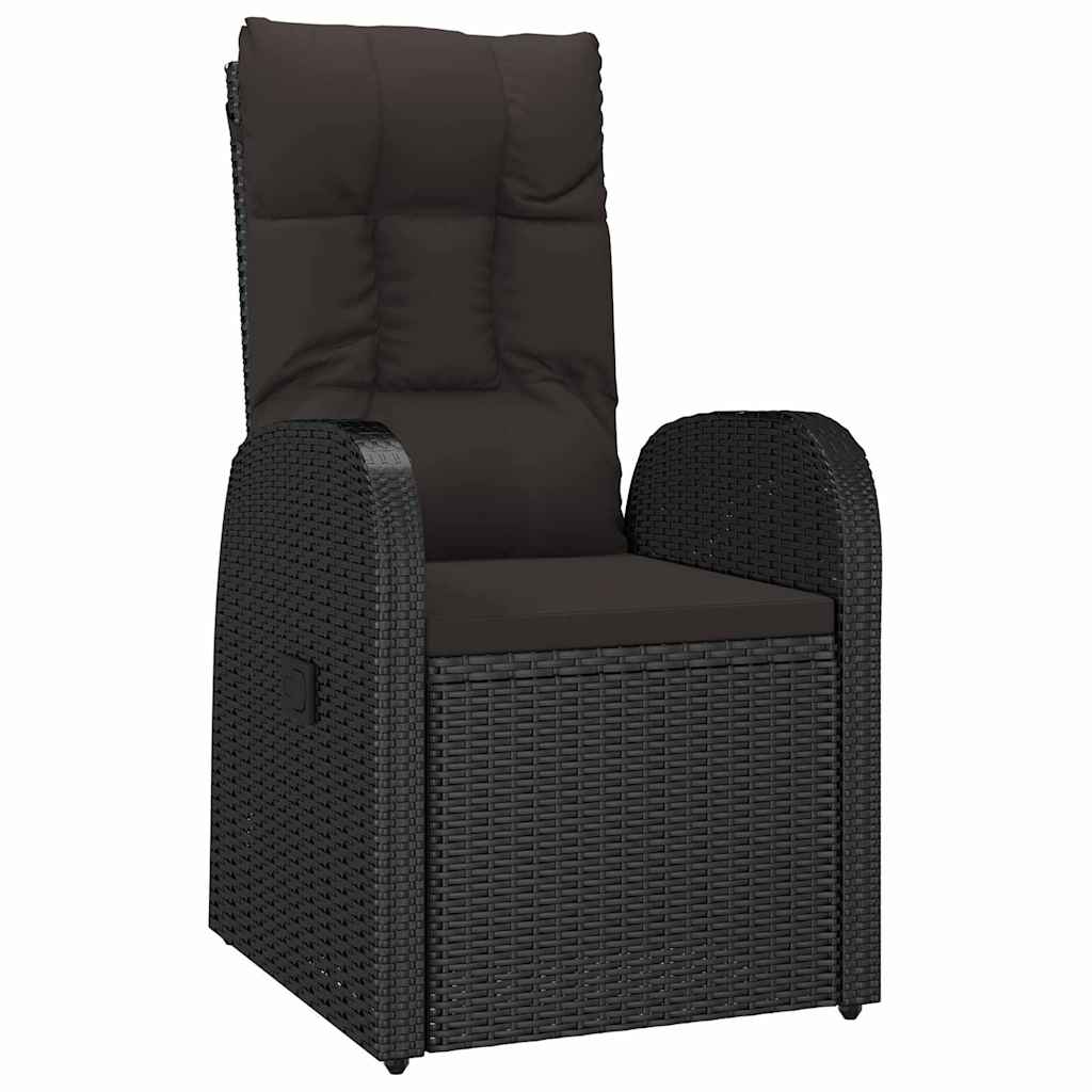 Tuin eettafelset met kussen 7 pcs Zwart poly rattan – afbeelding 6