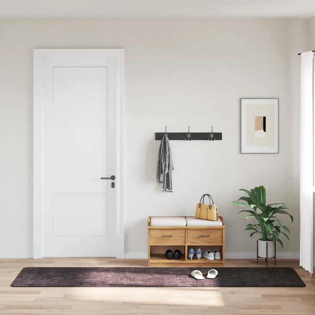 Vloerkleed wasbaar 80x300 cm antracietkleurig
