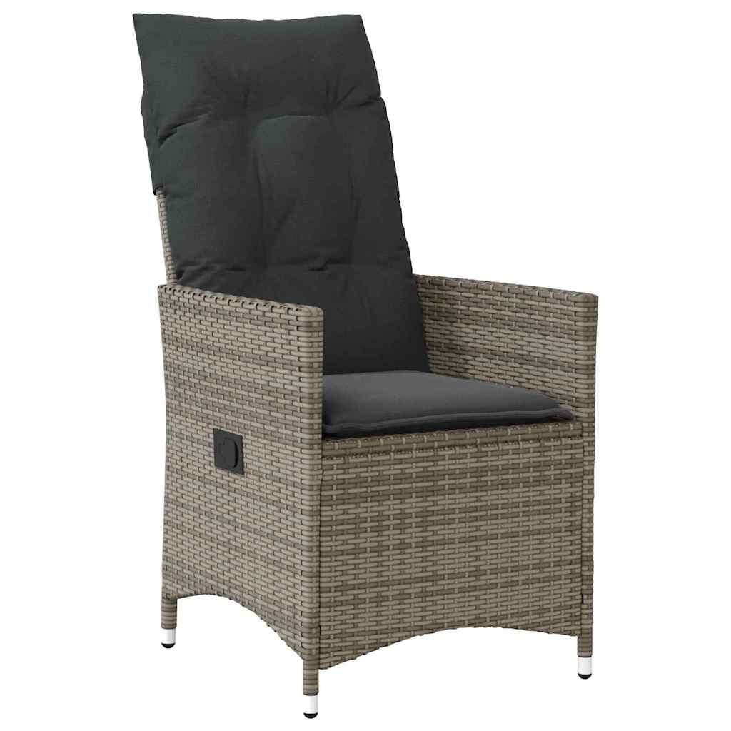 Tuin eettafelset met kussen 3 pcs Grijs poly rattan – afbeelding 6