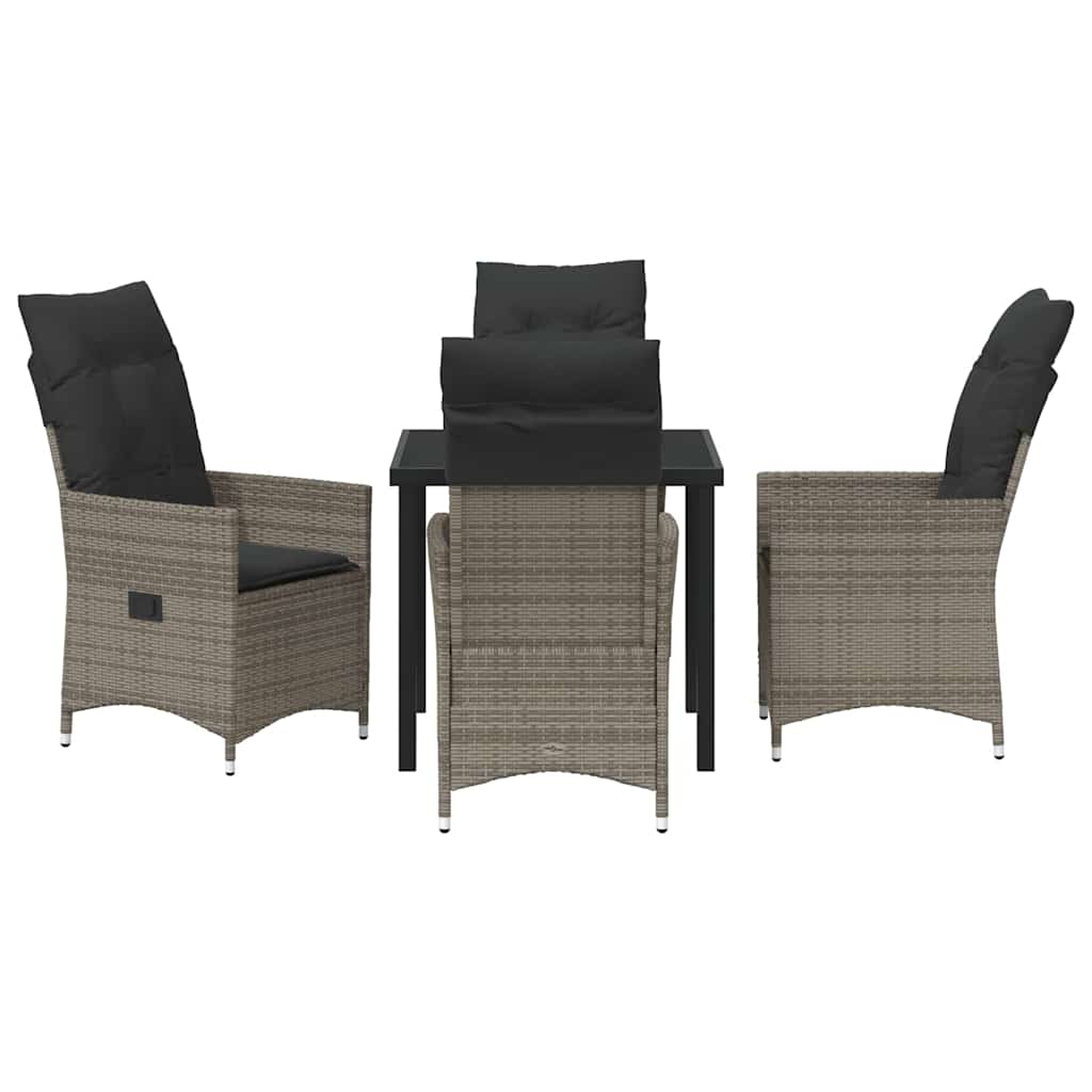 Tuin eettafelset met kussen 5 pcs Grijs poly rattan – afbeelding 7