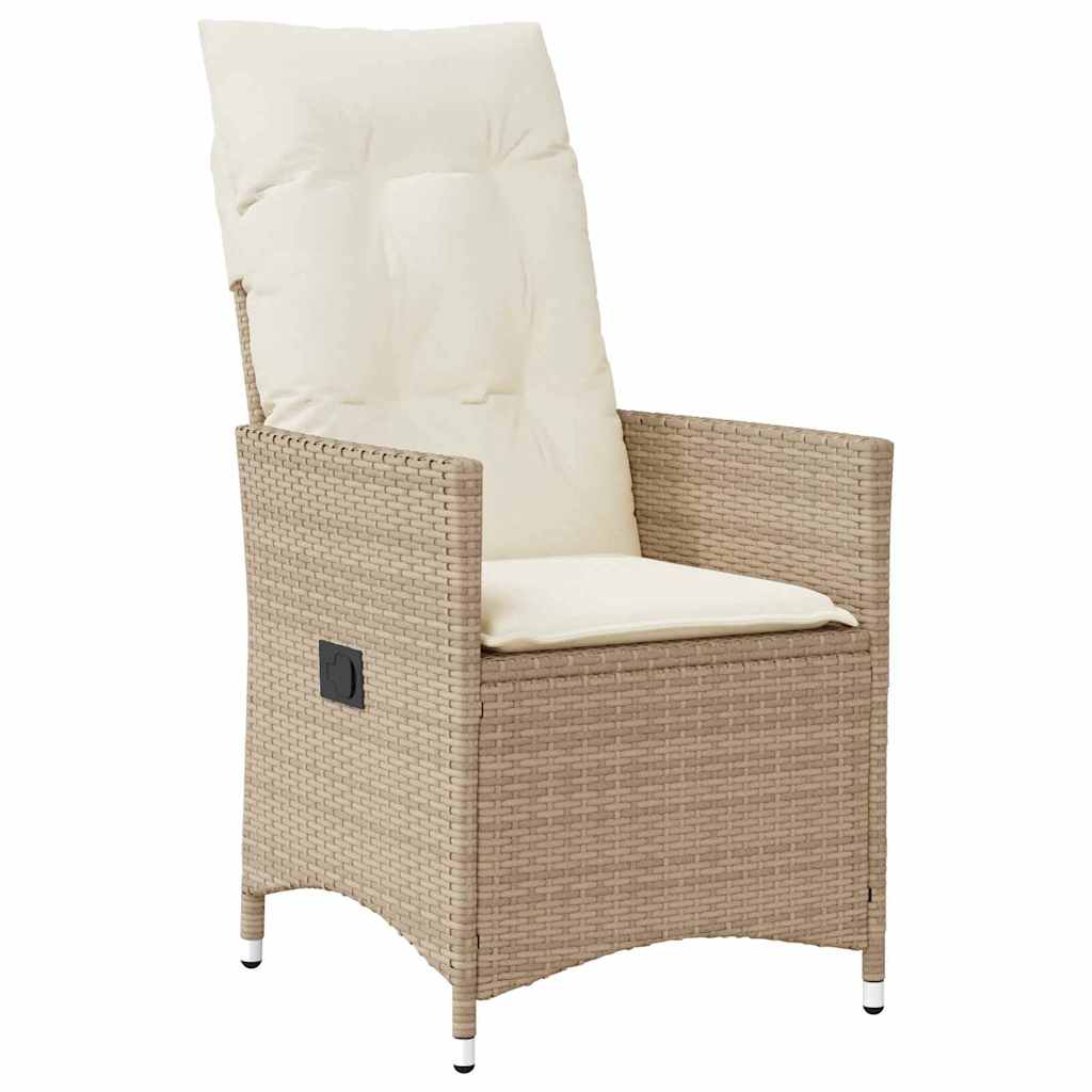 Tuin eettafelset met kussen 7 pcs Beige poly rattan – afbeelding 6