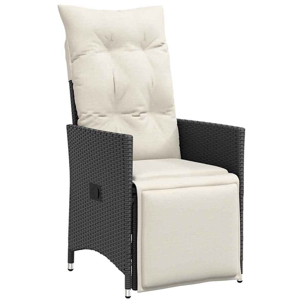Tuin eettafelset met kussen 7 pcs Zwart poly rattan – afbeelding 6