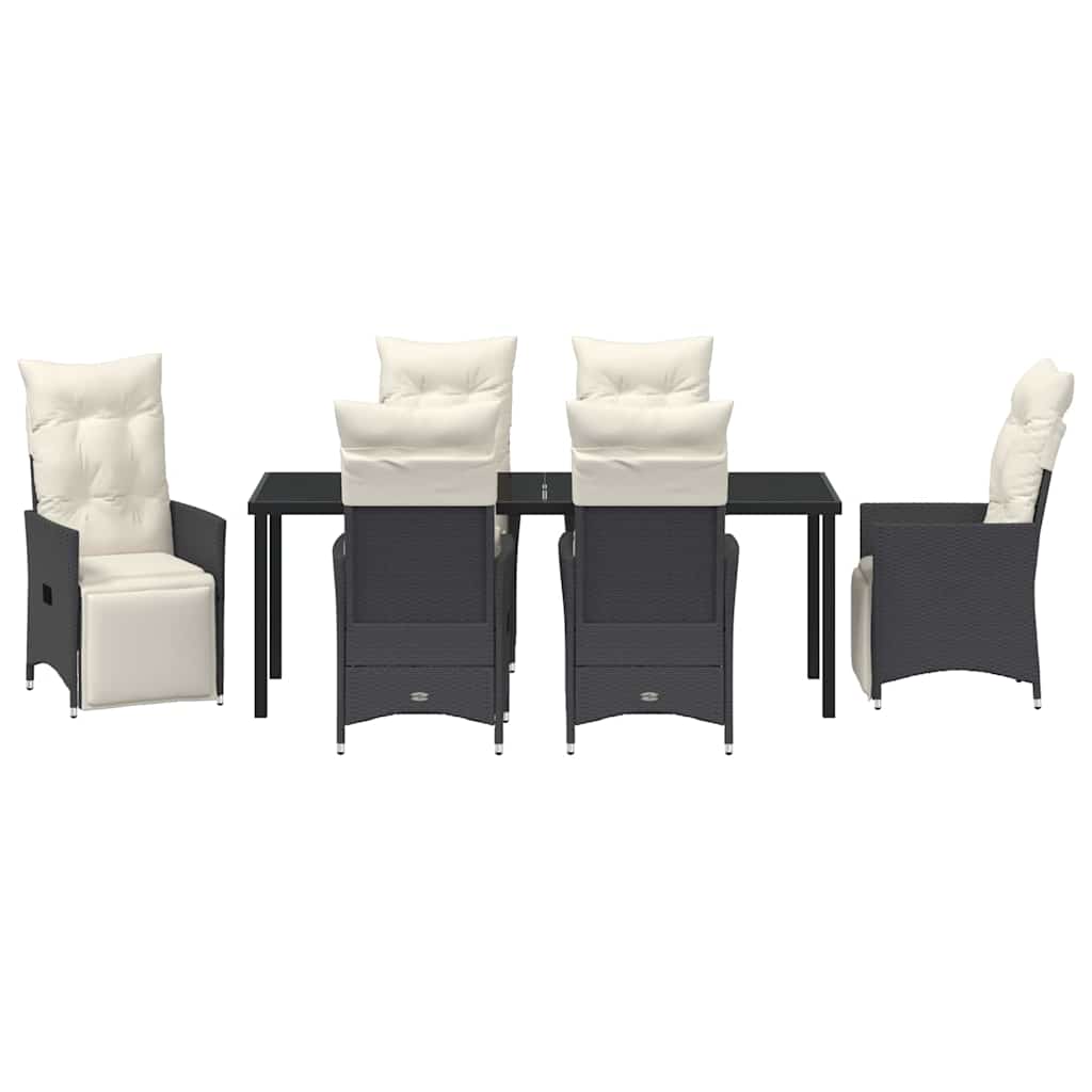 Tuin eettafelset met kussen 7 pcs Zwart poly rattan – afbeelding 7