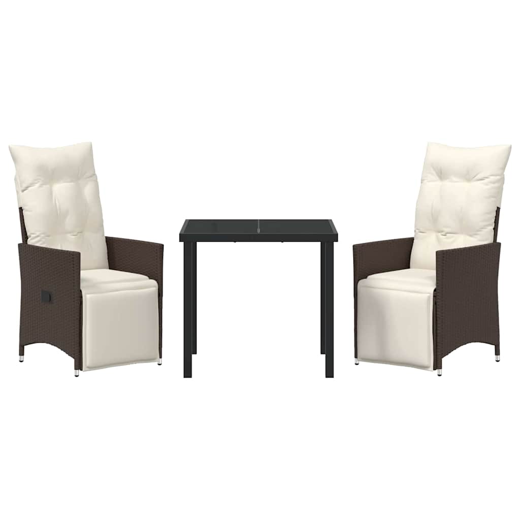 Tuin eettafelset met kussen 3 pcs Bruin poly rattan – afbeelding 7