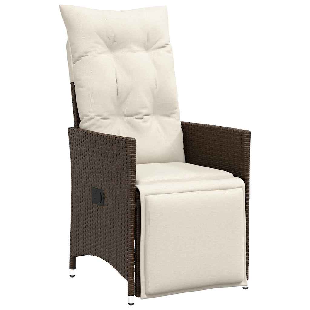 Tuin eettafelset met kussen 7 pcs Bruin poly rattan – afbeelding 6