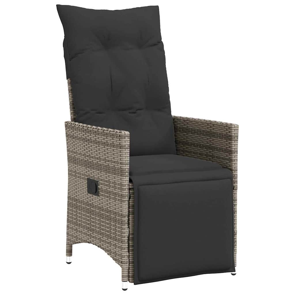 Tuin eettafelset met kussen 3 pcs Grijs poly rattan – afbeelding 6