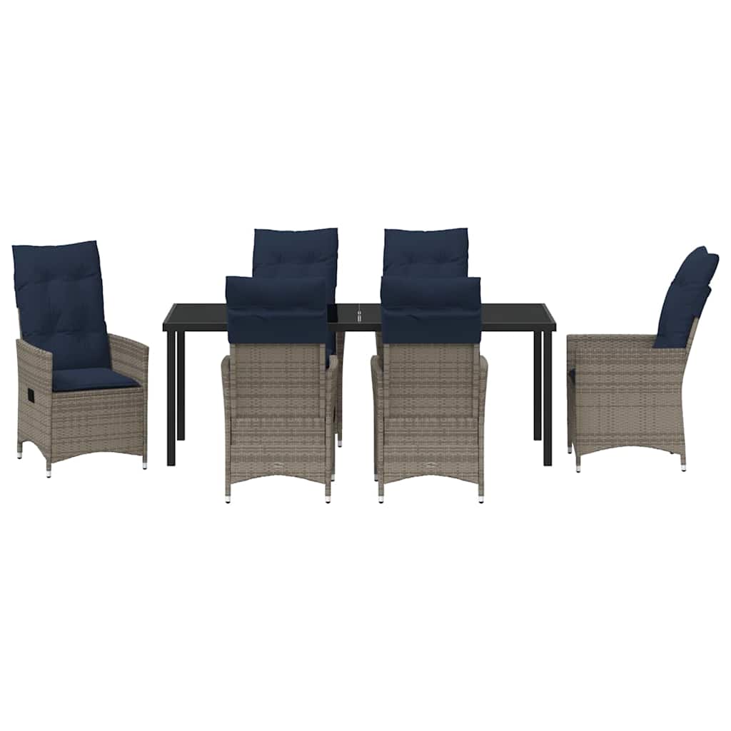 Tafel en stoelen set met kussen 7 pcs Grijs PE Rattan – afbeelding 7