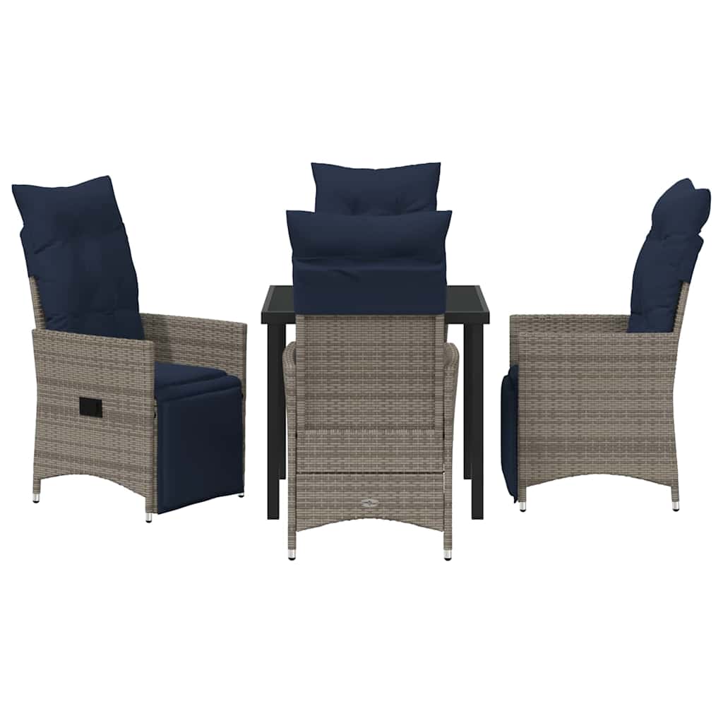 Tafel en stoelen set met kussen 5 pcs Grijs PE Rattan – afbeelding 7