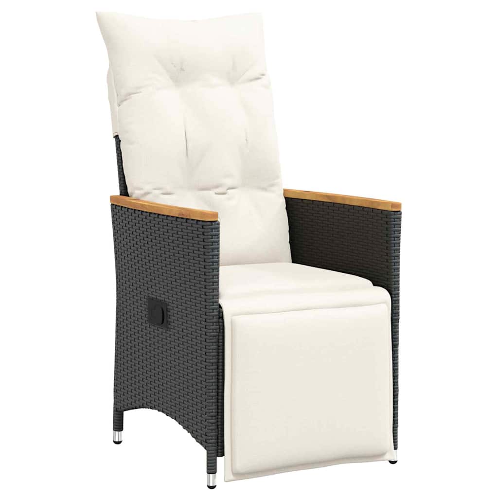 Tuin eettafelset met kussen 5 pcs Zwart poly rattan – afbeelding 6