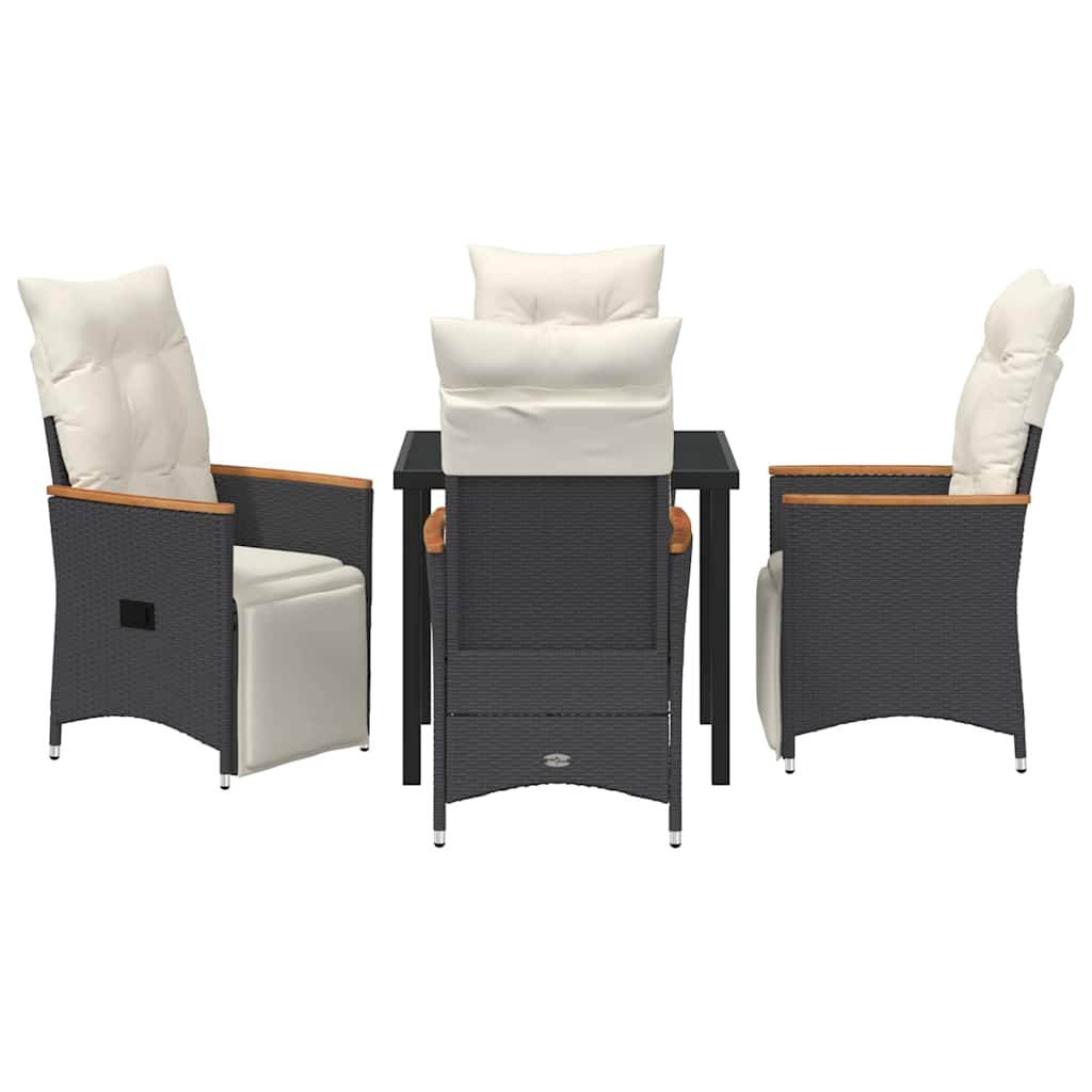 Tuin eettafelset met kussen 5 pcs Zwart poly rattan – afbeelding 7