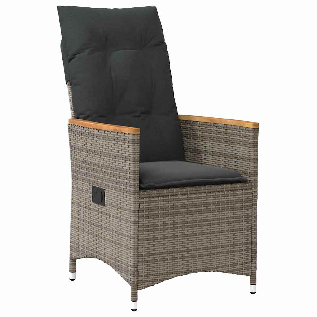 Tuin eettafelset met kussen 5 pcs Grijs poly rattan – afbeelding 6