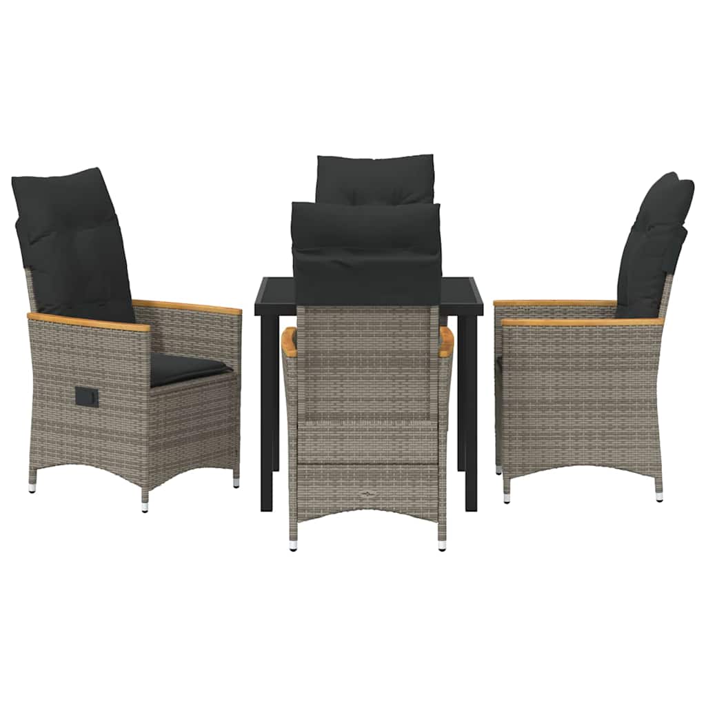 Tuin eettafelset met kussen 5 pcs Grijs poly rattan – afbeelding 7
