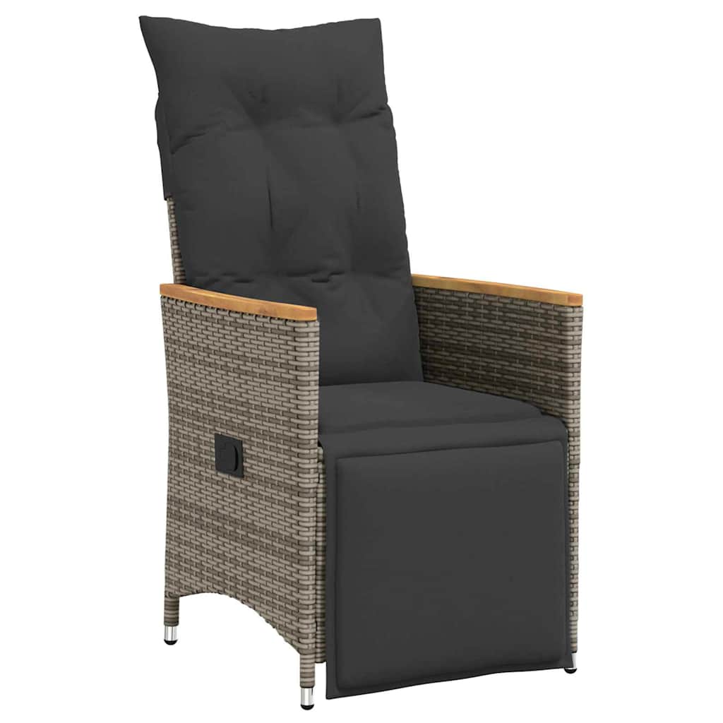Tuin eettafelset met kussen 5 pcs Grijs poly rattan – afbeelding 6