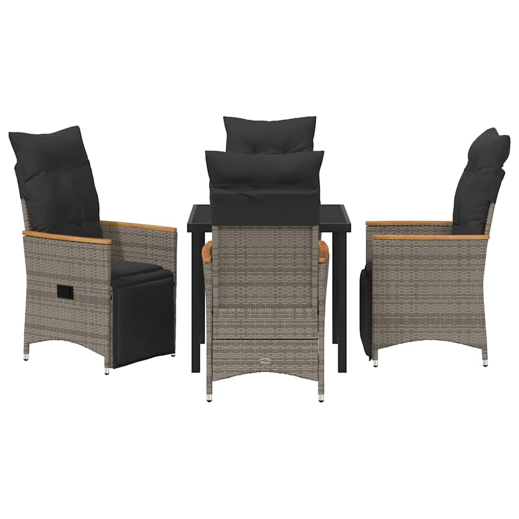 Tuin eettafelset met kussen 5 pcs Grijs poly rattan – afbeelding 7