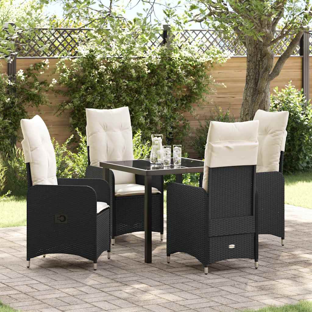Tuin eettafelset 5 pcs Zwart poly rattan – afbeelding 1