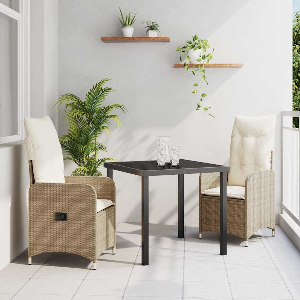 Tuin eettafelset 3 pcs Beige poly rattan – afbeelding 1