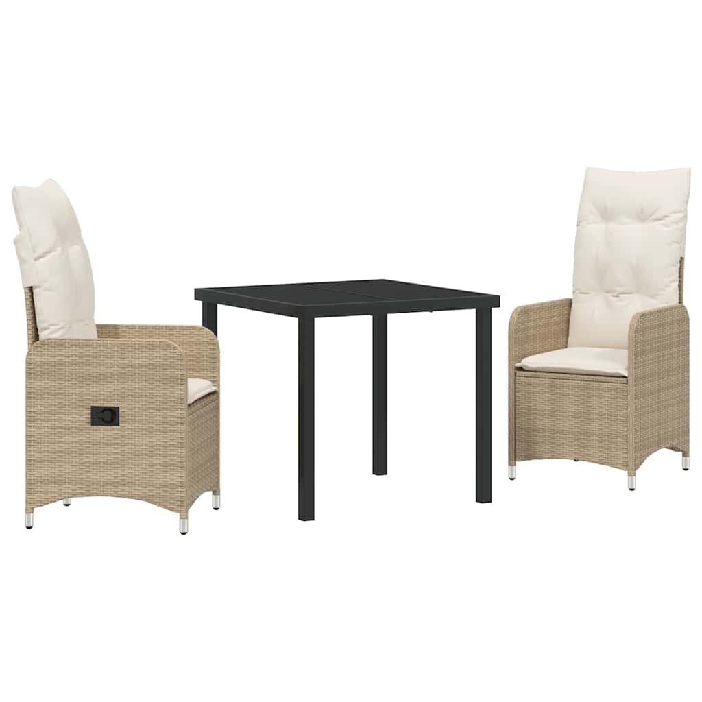 Tuin eettafelset 3 pcs Beige poly rattan – afbeelding 2