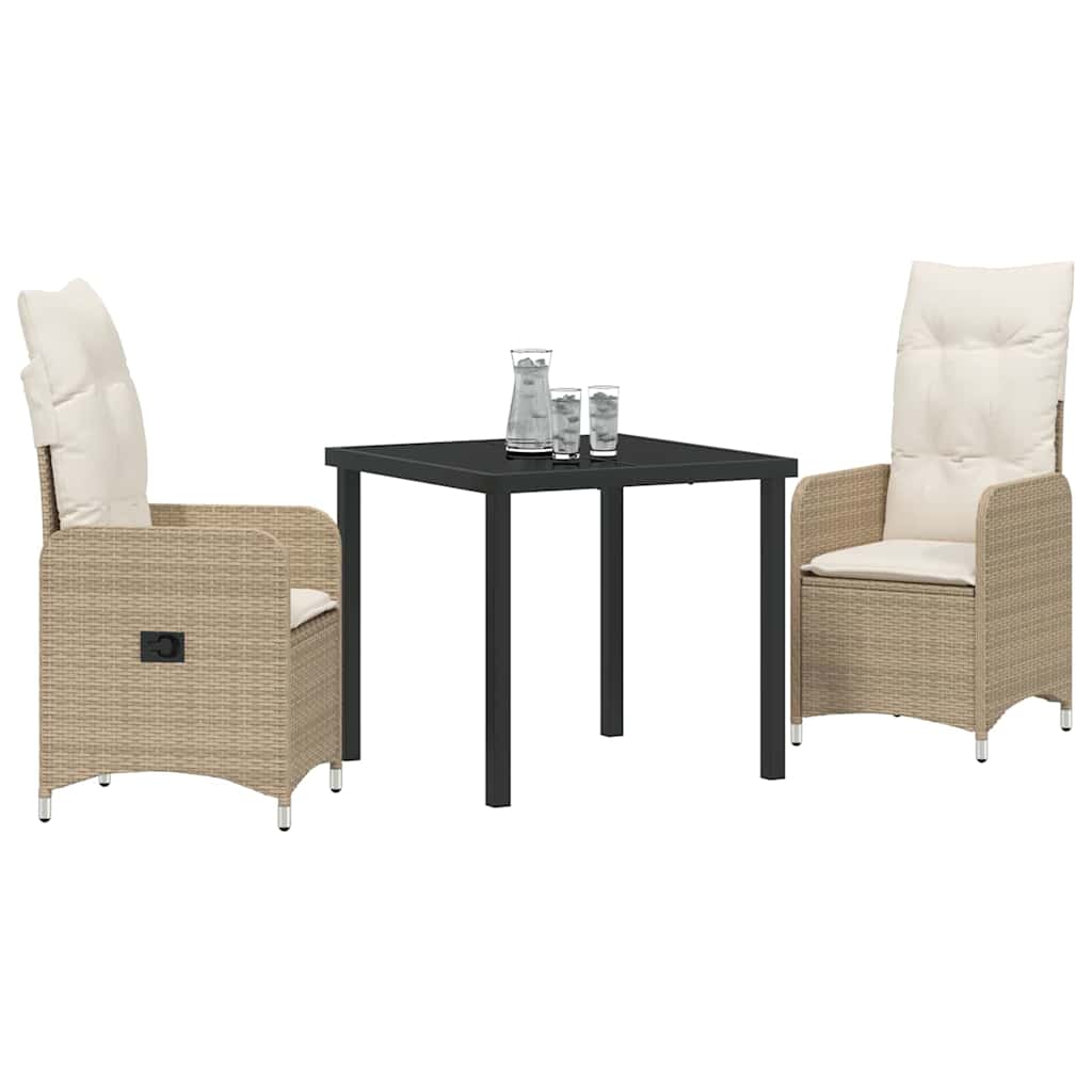 Tuin eettafelset 3 pcs Beige poly rattan – afbeelding 3