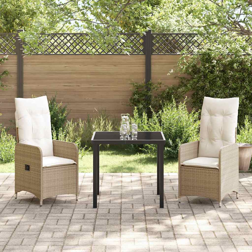 Tuin eettafelset 3 pcs Beige poly rattan – afbeelding 4