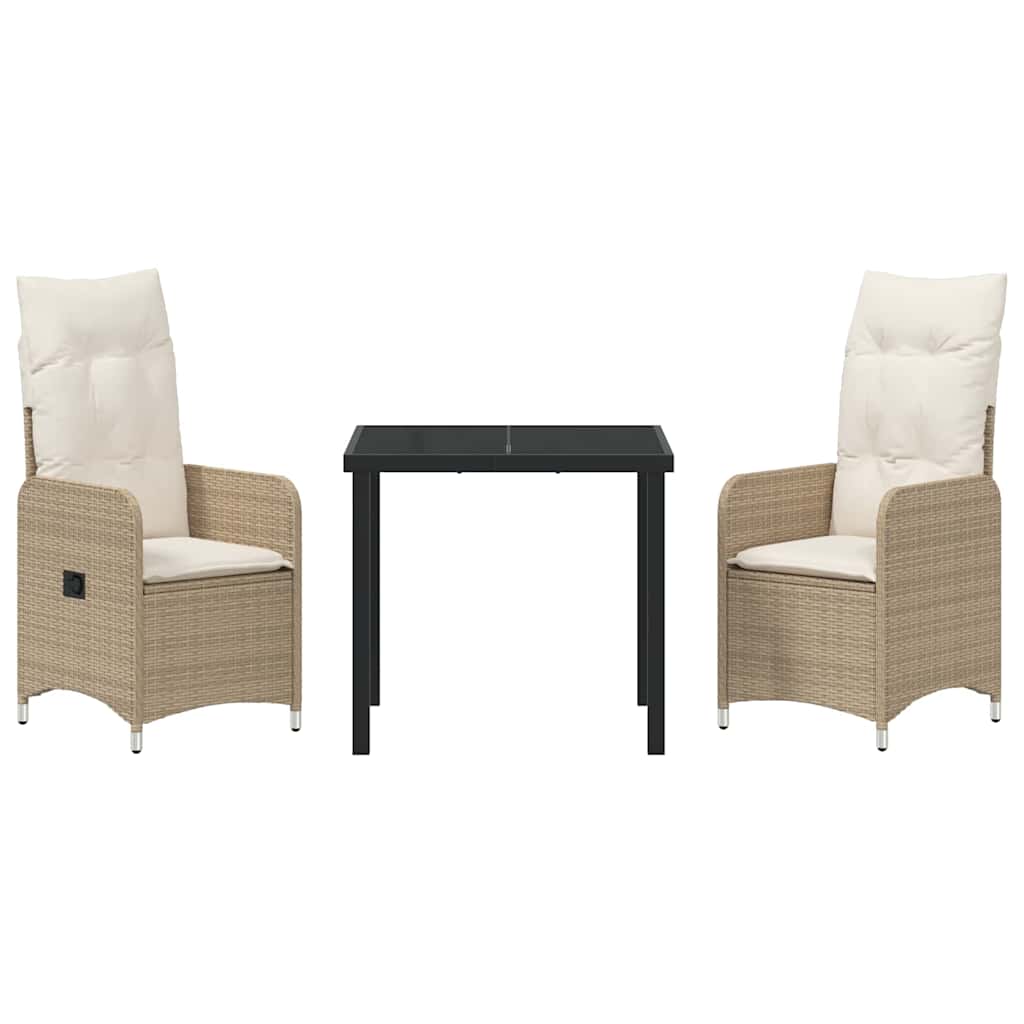 Tuin eettafelset 3 pcs Beige poly rattan – afbeelding 7