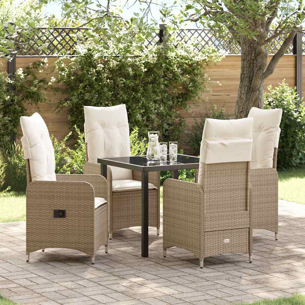 Tuin eettafelset 5 pcs Beige poly rattan – afbeelding 1