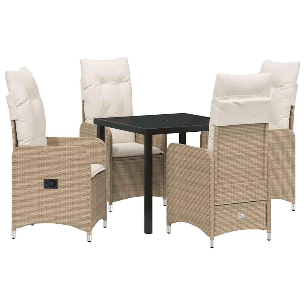 Tuin eettafelset 5 pcs Beige poly rattan – afbeelding 2