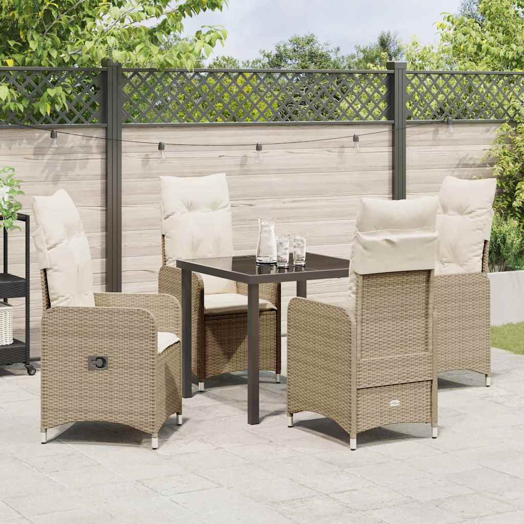 Tuin eettafelset 5 pcs Beige poly rattan – afbeelding 4
