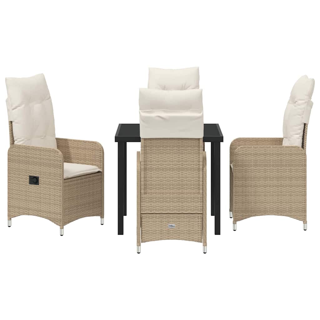 Tuin eettafelset 5 pcs Beige poly rattan – afbeelding 7