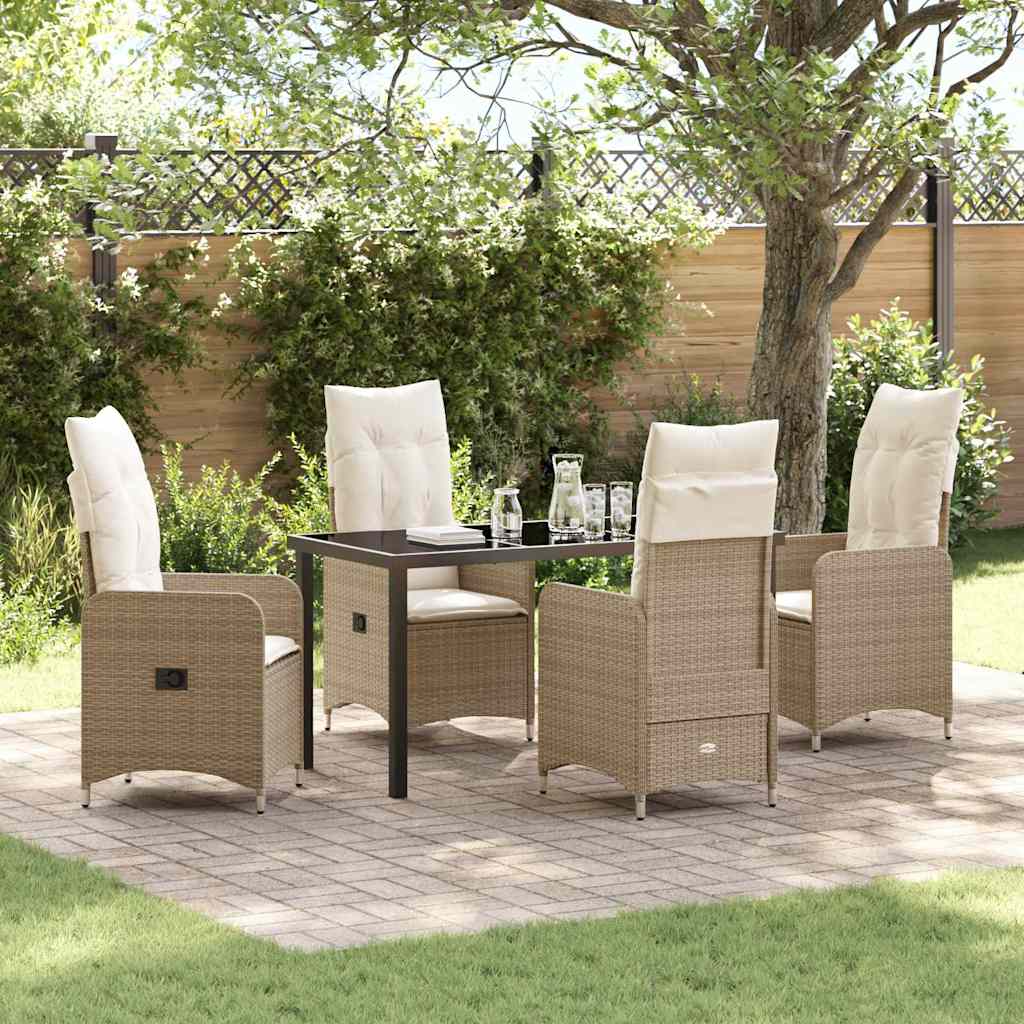 Tuin eettafelset 5 pcs Beige poly rattan – afbeelding 1