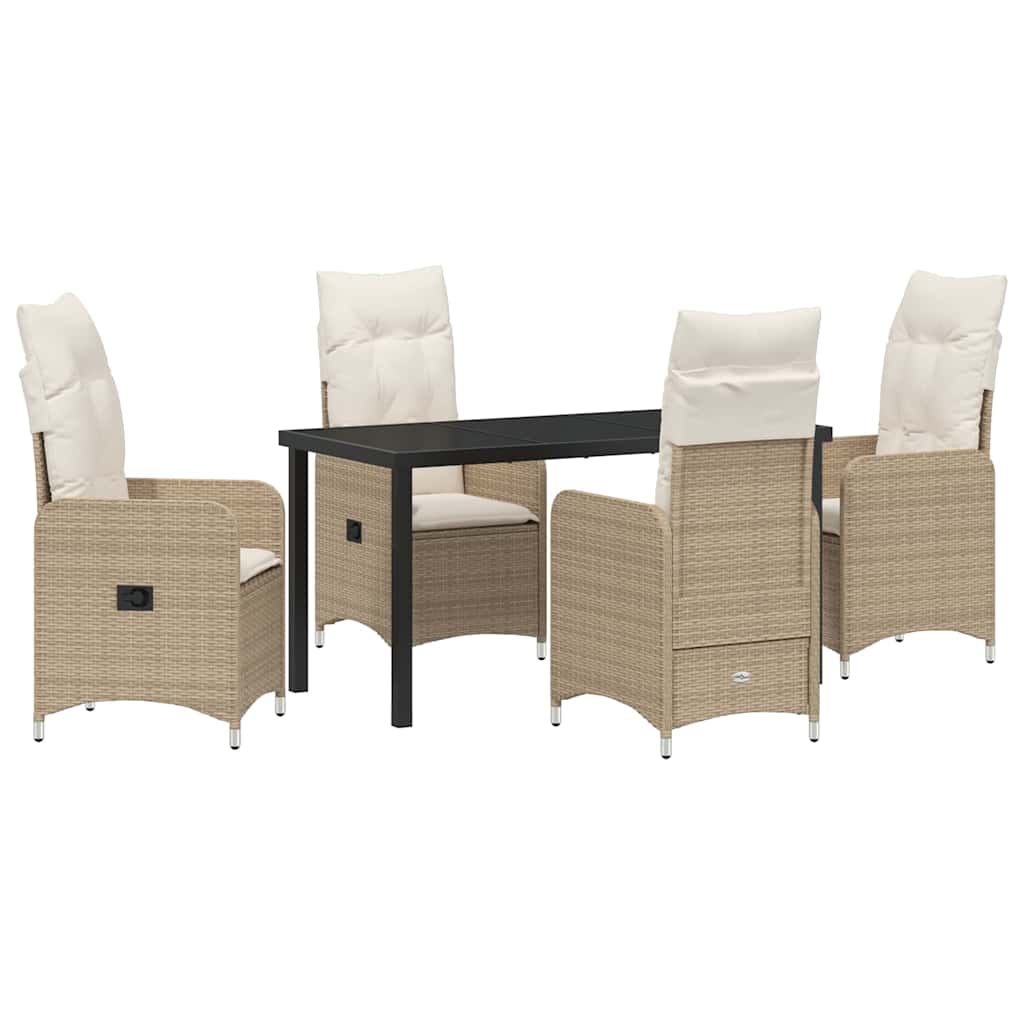 Tuin eettafelset 5 pcs Beige poly rattan – afbeelding 2