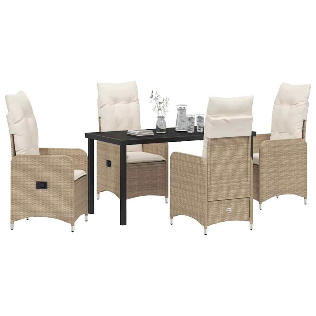 Tuin eettafelset 5 pcs Beige poly rattan – afbeelding 3