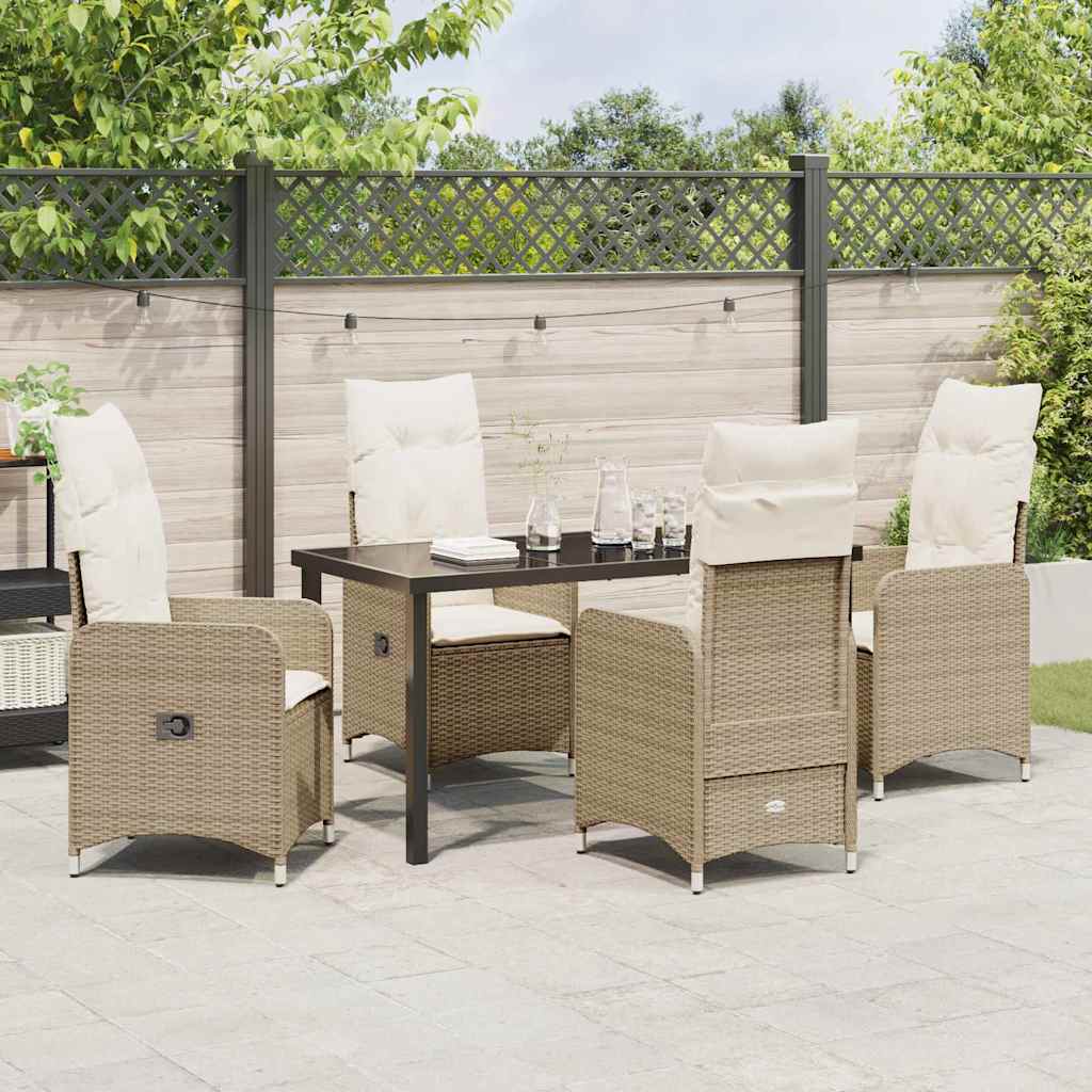 Tuin eettafelset 5 pcs Beige poly rattan – afbeelding 4