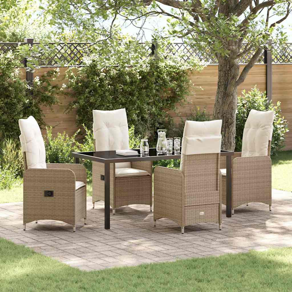 Tuin eettafelset 5 pcs Beige poly rattan – afbeelding 1