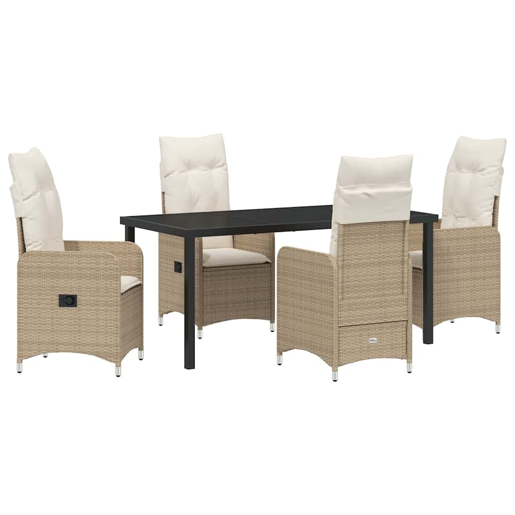 Tuin eettafelset 5 pcs Beige poly rattan – afbeelding 2