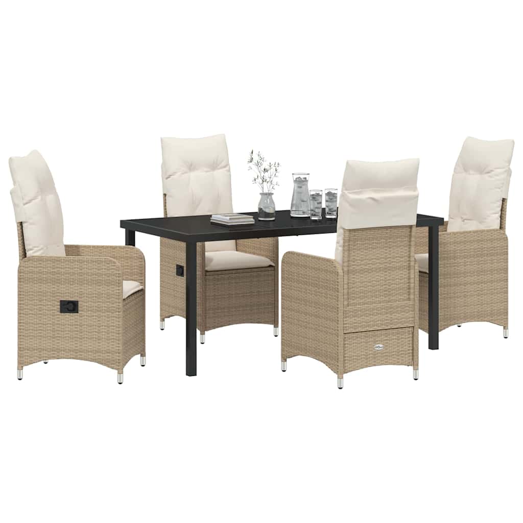 Tuin eettafelset 5 pcs Beige poly rattan – afbeelding 3