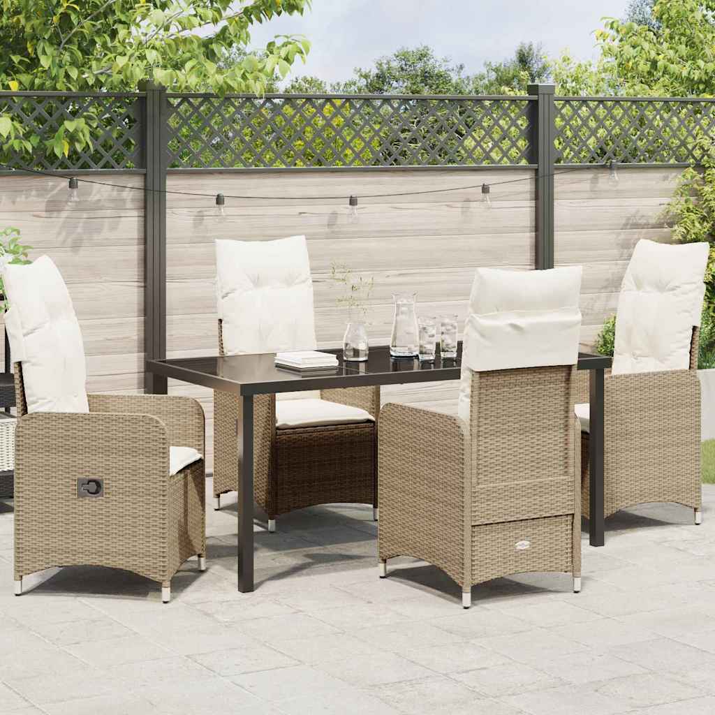 Tuin eettafelset 5 pcs Beige poly rattan – afbeelding 4