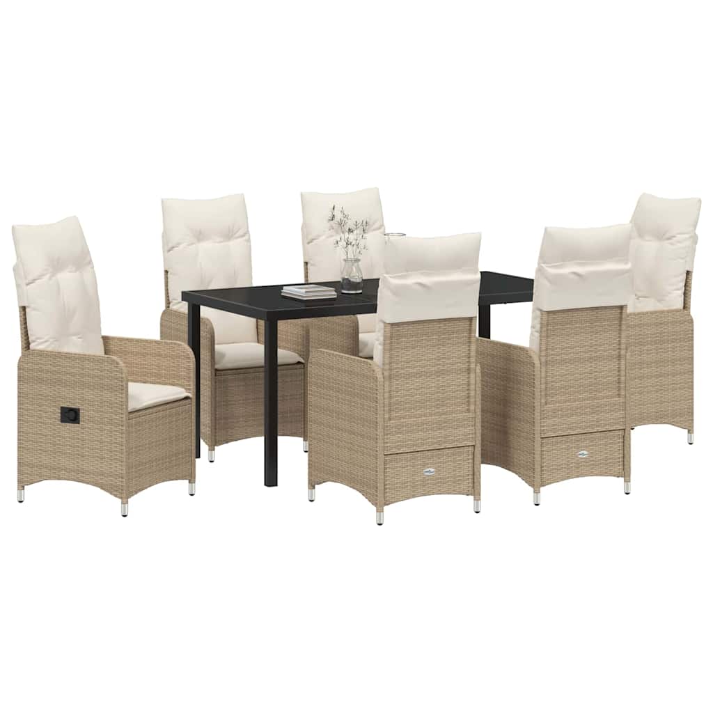 Tuin eettafelset 7 pcs Beige poly rattan – afbeelding 3
