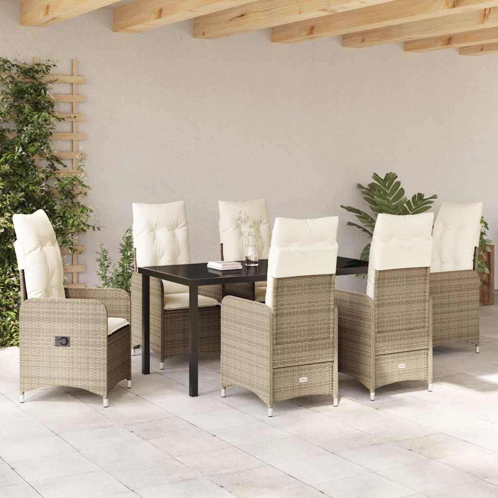 Tuin eettafelset 7 pcs Beige poly rattan – afbeelding 4