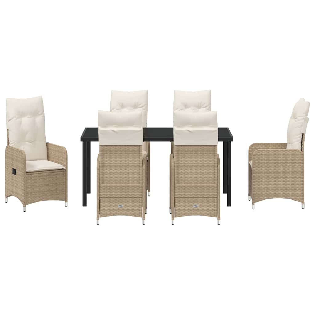 Tuin eettafelset 7 pcs Beige poly rattan – afbeelding 7