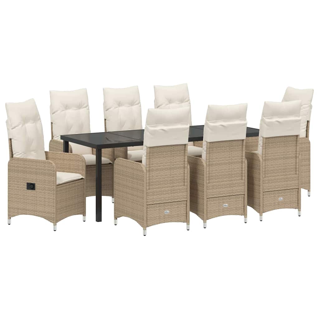 Tuin eettafelset 9 pcs Beige poly rattan – afbeelding 2