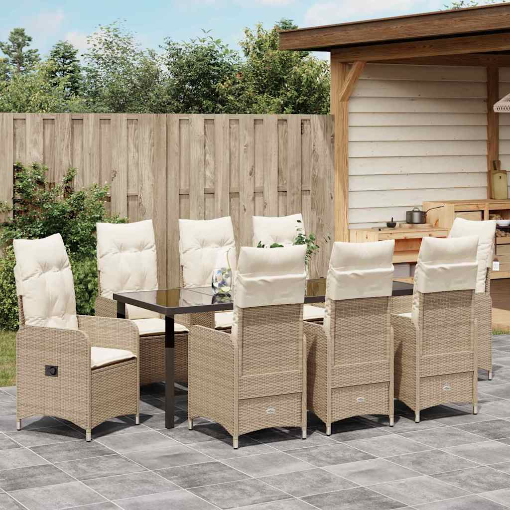 Tuin eettafelset 9 pcs Beige poly rattan – afbeelding 4