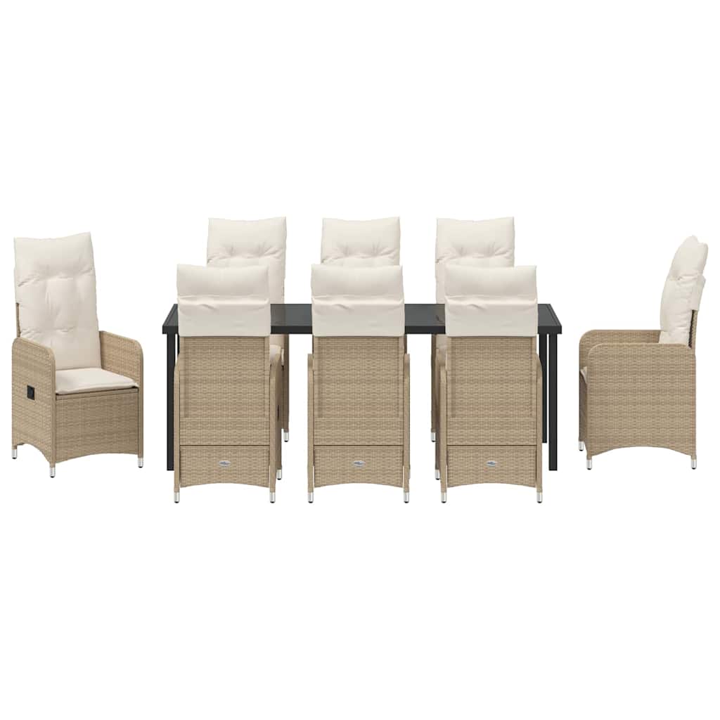 Tuin eettafelset 9 pcs Beige poly rattan – afbeelding 7