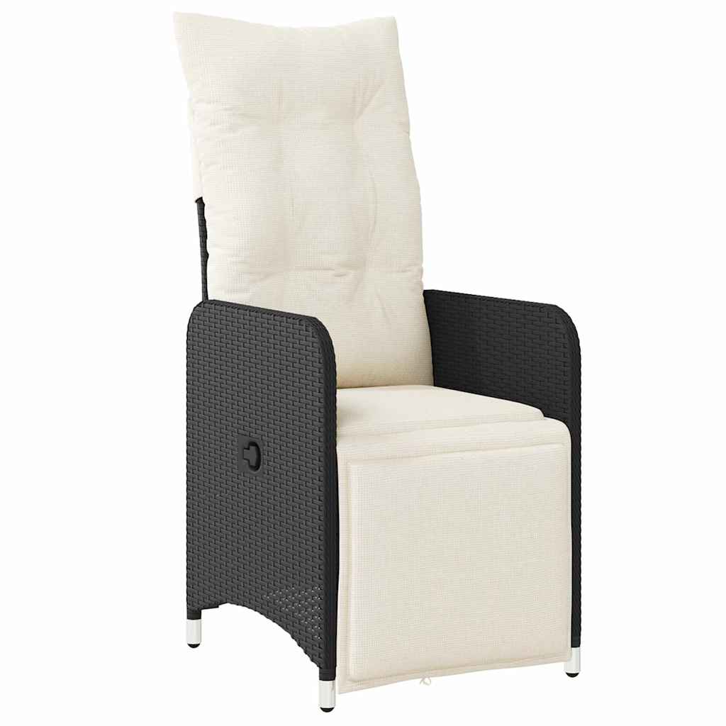 Tuin eettafelset met kussen 3 pcs Zwart poly rattan – afbeelding 6