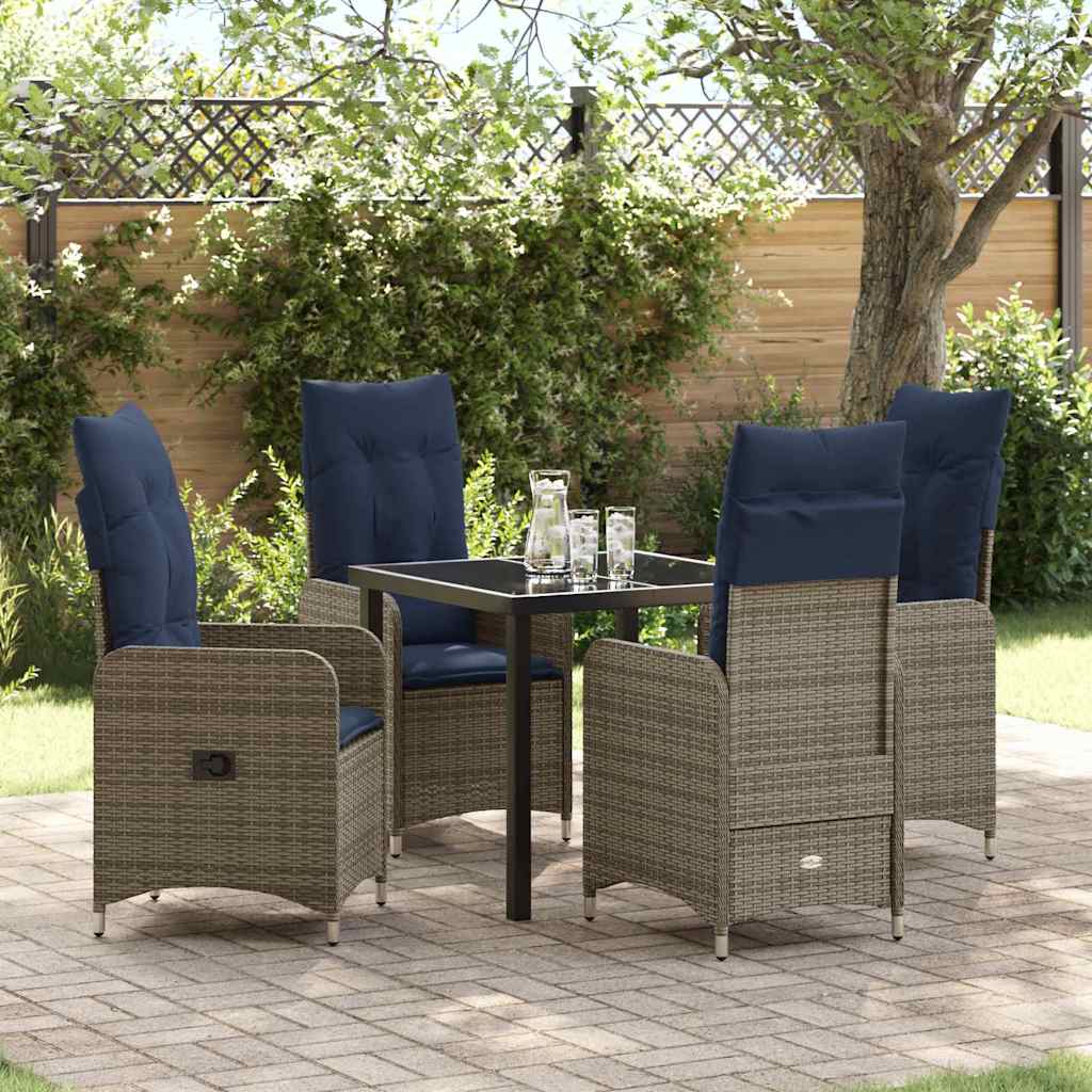 Tuin eettafelset 5 pcs Zwart poly rattan – afbeelding 1