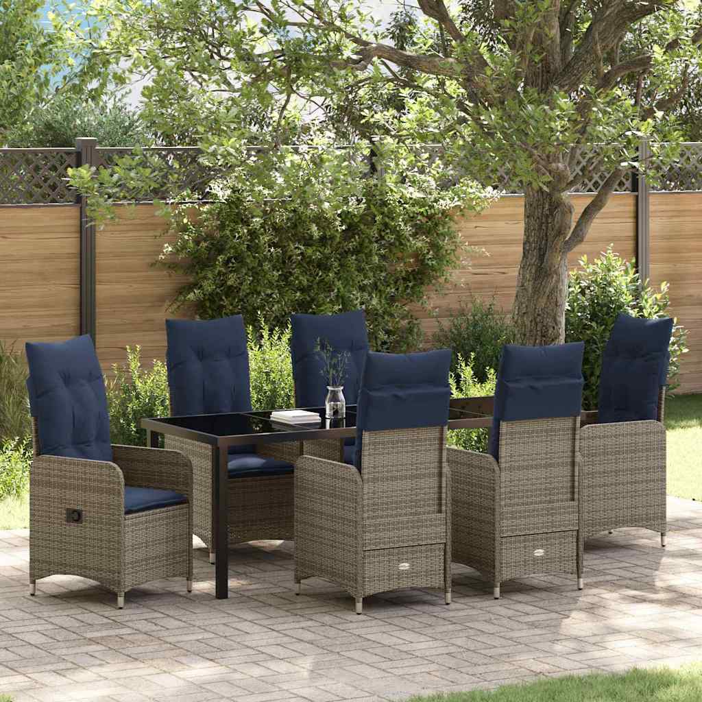 Tuin eettafelset 7 pcs Zwart poly rattan – afbeelding 1