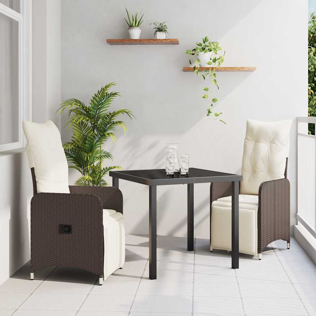 Tuin eettafelset 3 pcs Bruin poly rattan