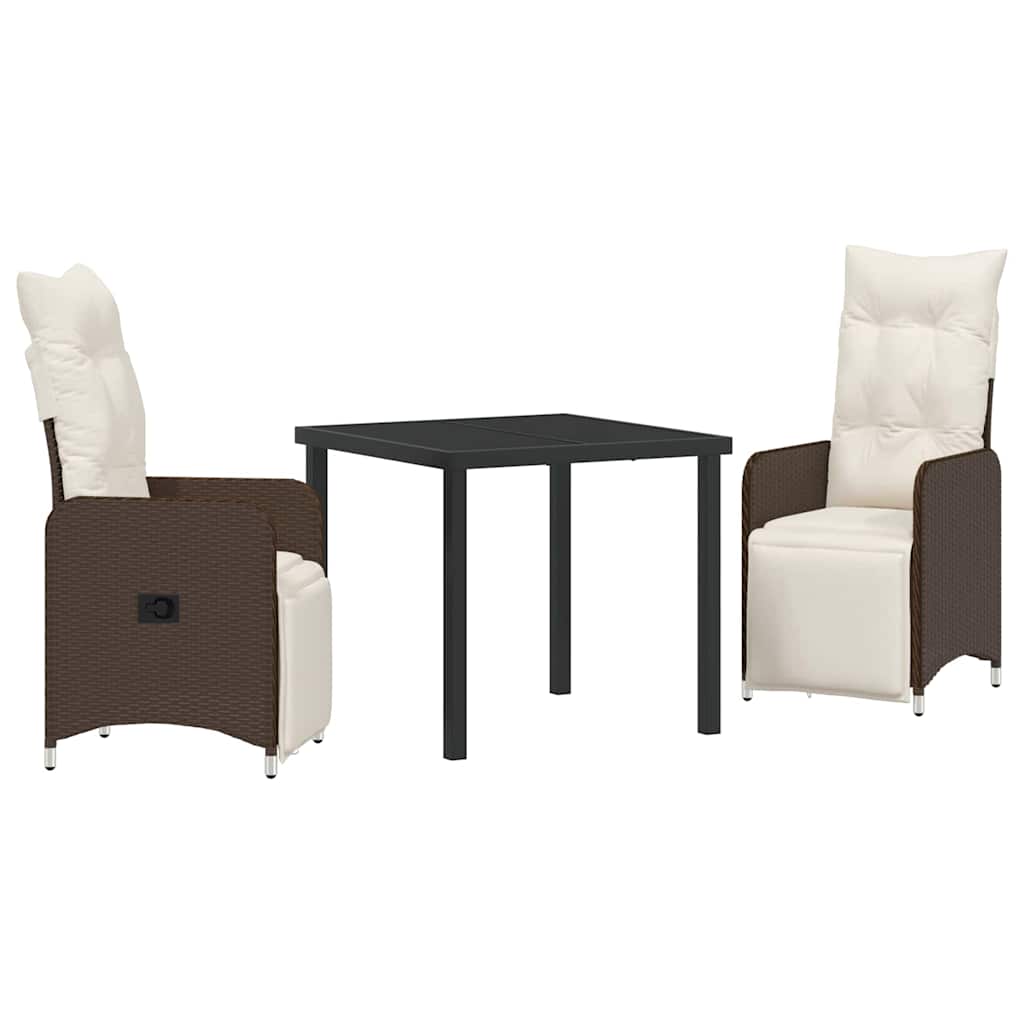 Tuin eettafelset 3 pcs Bruin poly rattan – afbeelding 2
