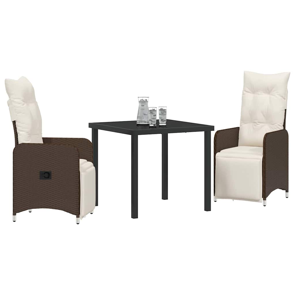 Tuin eettafelset 3 pcs Bruin poly rattan – afbeelding 3