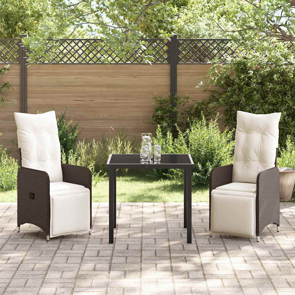 Tuin eettafelset 3 pcs Bruin poly rattan – afbeelding 4
